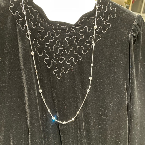 Silpada Necklace 925 Sterling Silver Cubic Zirconia CZ Station Chain 32in Long - Picture 4 of 9